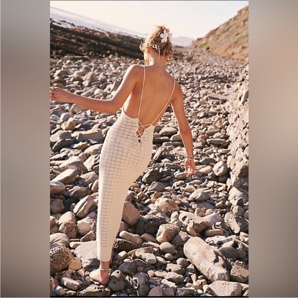 Free People Mallorca Fauxchet Crochet Sweater Maxi Dress NWT - Picture 11 of 14